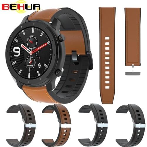 Leather+Silicone Strap for Xiaomi Huami GTR 47mm 2 2S Watch band for Huawei Watch GT GT2 2e Honor Magic Bracelet 22mm Wristband