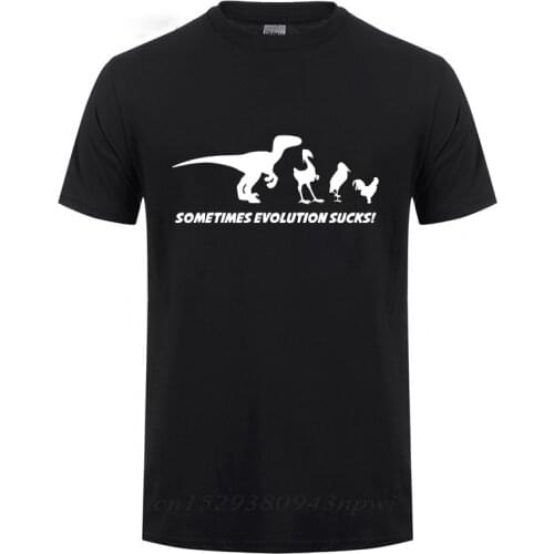 Sometimes Evolution Sucks T-Shirt Funny Darwin Retro Dinosaur Birds Comic Short Sleeve O Neck Cotton T Shirt Summer Tops