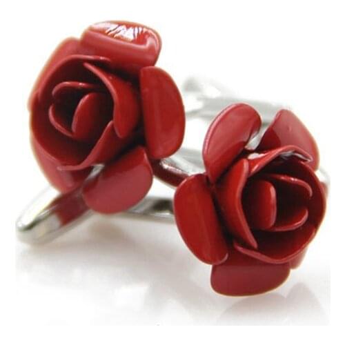 Fashion Red Rose Cufflinks High Quality Shirts for Cufflink Novelty Cuff Links Valentines Day Gifts Luxury Jewelry