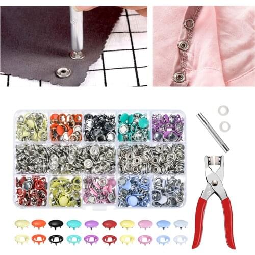 Grommets Snap Fasteners Kit Leather Rivets Buttons Press Studs for Sewing
