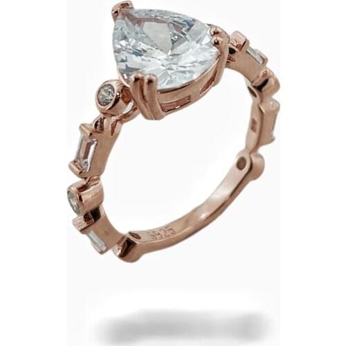 Top Quality Drop Zircon Elegant 925 Sterling Silver Ring