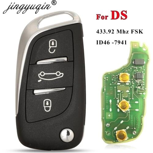 Jingyuqin Original 3 Buttons 433.92Mhz FSK ID46 PCF7941 Chip Folding Flip Car Key for Citroen DS3 DS4 DS5 C4L C4 Auto Remote Fob