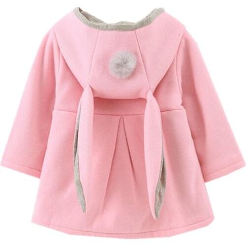 2020 Autumn Baby Girls Coat Jacket Rabbit Ear Hoodie Casual Outerwear winter baby girl Infant clothes bebe children clothing
