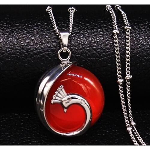 Animal Stainless Steel Opal Necklaces Women Silver Color Peacock Necklace jewelry joyas collar acero inoxidable mujer N20228