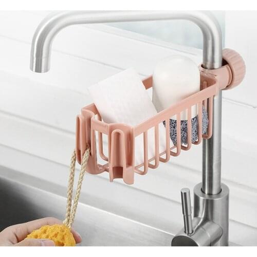 Kitchen Faucet Sink Basket Rack Drain Sponge Holder Shelf Organizer Bathroom Drying Hanging Rack Accessories For Cleaning Cloth