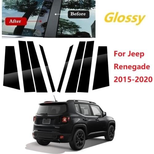 New Arrival 8PCS Polished Pillar Posts Fit For Jeep Renegade 2015-2020 Window Trim Cover BC Column Sticker Chromium Styling