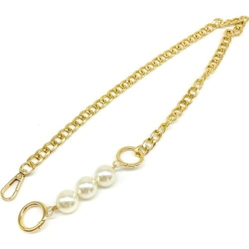 New Brand Pearl Strap For Bags Handbag Accessories Purse Belt Handles Cute Bead Chain Tote Women Parts Gold Clasp Beautiful
