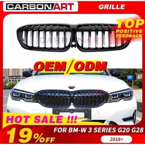 Race grill for G20 Front Grille Replacement ABS Kidney Grille for bm-w New 3 Series G20 2019 2020 Gloss Black Racing Grills