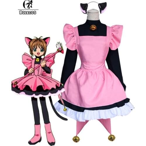 ROLECOS Anime Cardcaptor Sakura Cosplay Costume Kinomoto Sakura Cosplay Costume Cat Costume Full Set