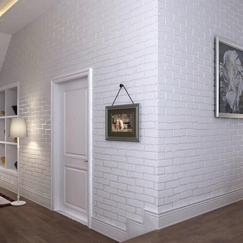 Self Adhesive Wallpaper White Brick Wall Sticker Living Room Kids Bedroom Home Decoration PVC Waterproof Vinyl Wall Paper Roll
