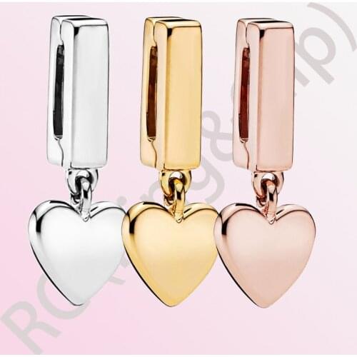 925 Sterling Silver Beads Reflexions 3 colors Floating Heart Clip Charms fit Original Pandora Reflexions Bracelets Women Jewelry