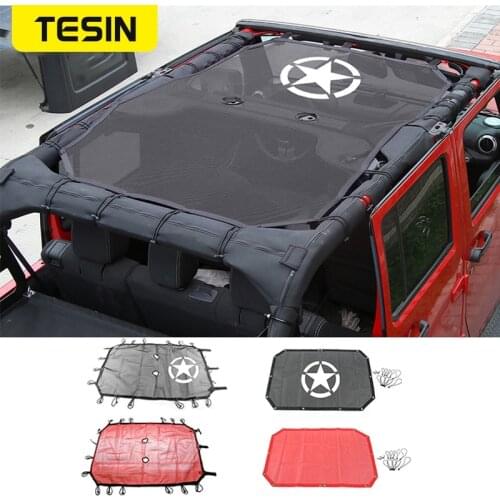 TESIN Top Sunshade Mesh Car Cover Roof UV Proof Protection Net for Jeep Wrangler JK 2 Door and 4 Door Car Accessories Styling
