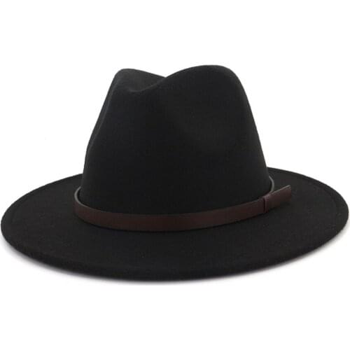 Fedora Hat Men Women Imitation Woolen Winter Women bowler hat Men Fashion Black Top Jazz Hat Fedoras Chapeau Sombrero HF20