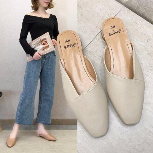 Slippers low heel slippers female Muller shoes shoes woman loafers women designer brand luxury women shoes