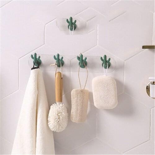 Creative Strong Door Nail-free Hook 2-5pcs Tropical Cactus Hook Kitchen Bedroom Wall Sticky Hook Household Goods