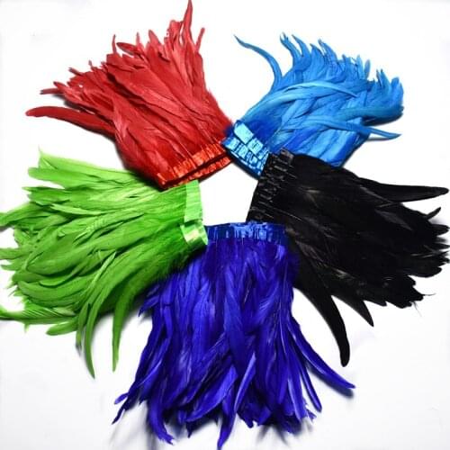 Wholesale 1yard/lot rooster feathers Trimming 25-30cm feather headdress carnival DIY Wedding Decoration Dress Skirt Plume Strips