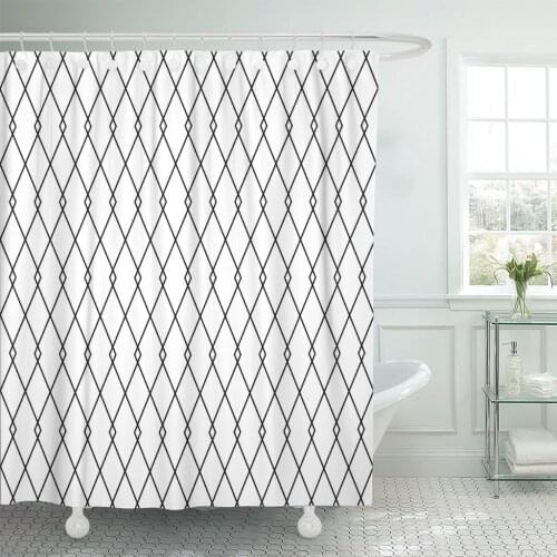 Gray Diamond Pattern Vintage Geometric Harlequin Monochrome Abstract Shower Curtain Waterproof Polyester Fabric 60 x 72 Inches