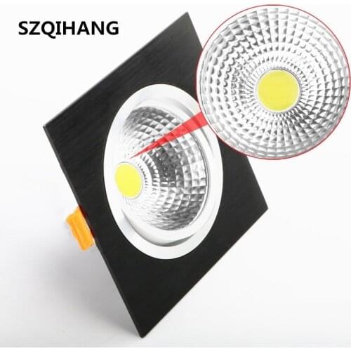 High Quality Square Recessed led down light 10w 15w 20w COB LED Spot Lamp Dimmable Adjustable Ceiling Downlight 110v/220v/230v