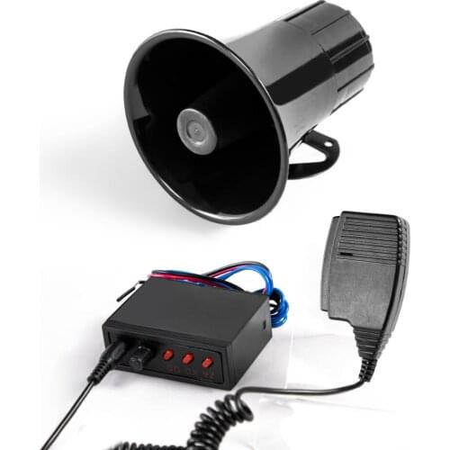 YHAAVALE Loud 12V 3 Sound Car Police Siren Speaker Fire Horn PA Alarm System With MIC