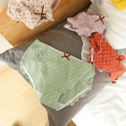 New summer kawaii sweet dot Seamless Panties women fresh Waffle underwear pure cotton Japanese briefs women NAG003