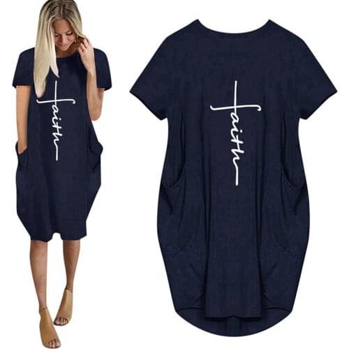 Plus Size S-5XL Women Dress Vintage Loose Dresses Harajuku Abstract Letter Heartbeat Print Short Sleeve Pocket Vestidos Robe