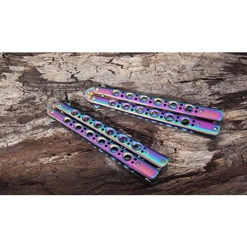 1PC New Titanium Coating 440 Stainless Steel Tool Knife Butterfly Training Knife Camouflage Color Kitchen Utility Knives KX 212