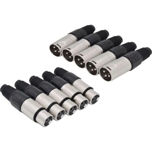 10Pcs 3 Pin XLR Solder Type Connector 5 Male + 5 Female Plug Cable Connector Microphone o Socket