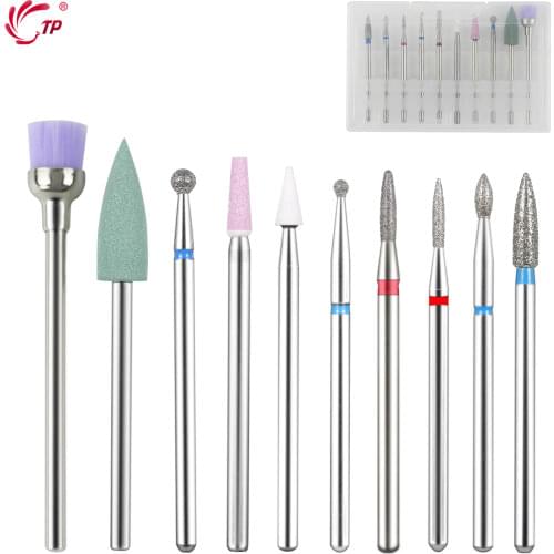 New 10Pcs/box Nail Cone Tip Ceramic Drill Bits Electric Cuticle Clean Rotary For Manicure Pedicure Grinding Head Sander Tool