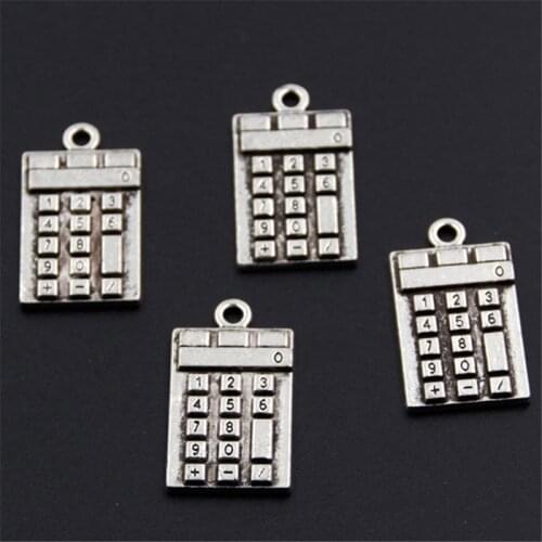 15pcs Silver Color Calculator Counter Charms Pendants Making DIY Handmade School Student Jewelry A1287