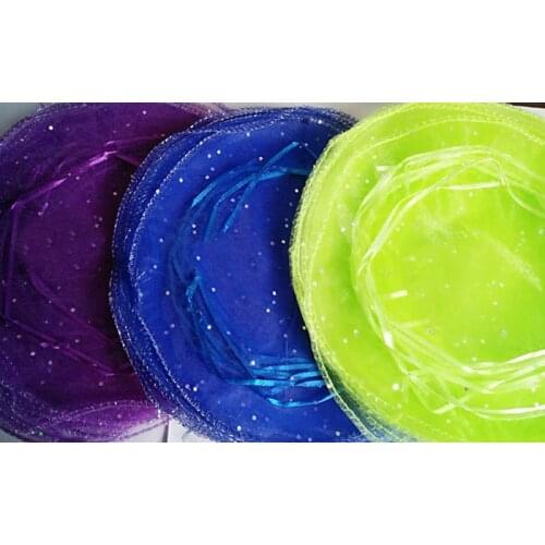 26cm 500pcs Royal Blue Candy Bags For Wedding Round Christmas Organza Bags Gift Packaging Bags Women Drawstring Package Display