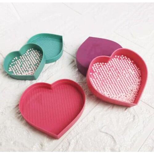 3PCS/Set 5D Diamond Painting Tool Diamond Embroidery Accessories Love heart shape Large Capacity Big Drill Plate Plastic Tray