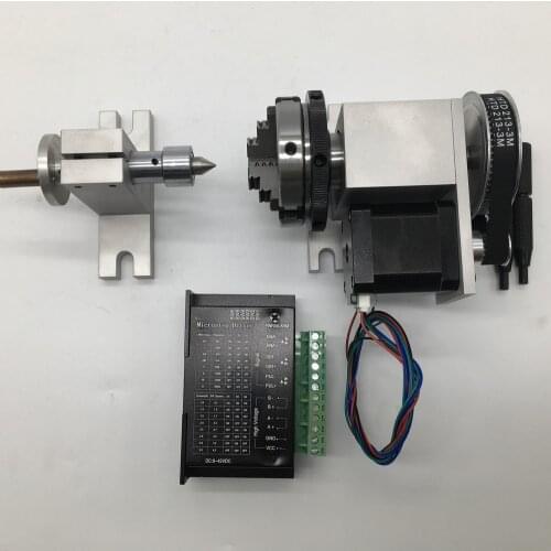 4 Axis Rotation A Axis 4th Rotary& 3 Jaws Sanou K01-63 2.5" 63mm Chuck & Drive &MT2 Tailstock Kits for Router Woodworking CNC