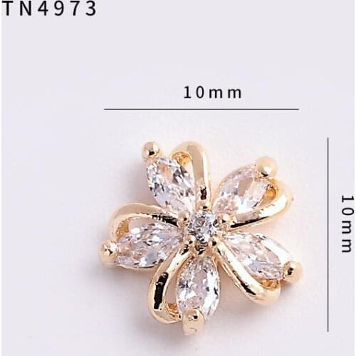 5pcs TN4973 Valentine Flower Alloy Zircon Nail Art Crystals nail jewelry Rhinestone nails accessories supplies decoration charms
