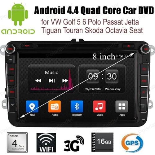 Android4.4 8 inch Car DVD FM AM wifi 3G GPS radio for VW Golf 5 6 Polo Passat Jetta Tiguan Touran Skoda Octavia Seat
