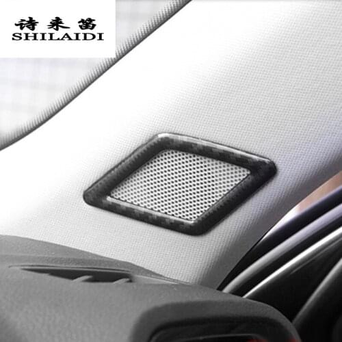 Car styling Carbon fiber Door Stereo Speaker decoration Tweeter covers stickers trim For Audi Q3 2019 Interior auto Accessories
