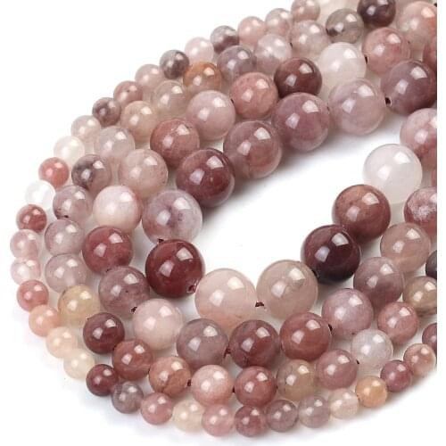 Natural Stone Purple Strawberry Quartz Loose Beads For DIY Making Bracelet Necklace Jewelry Accessories 15'' 6/8/10/12mm