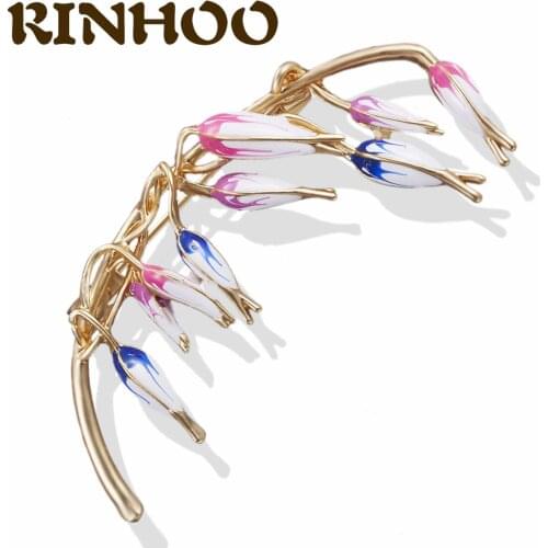 RINHOO Fresh Sweet Delicate Bell Orchid Flower Brooch for Women Gold Color Alloy Plant Brooch Girl Elegant Jewelry Simple Gifts