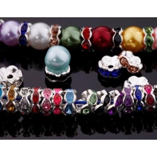 100Pcs Wave Side Metal Silver Spacer Beads 6mm 8mm DIY Accessories Austira Crystal Rhinestone Rondelle Charms Cristal Perlen