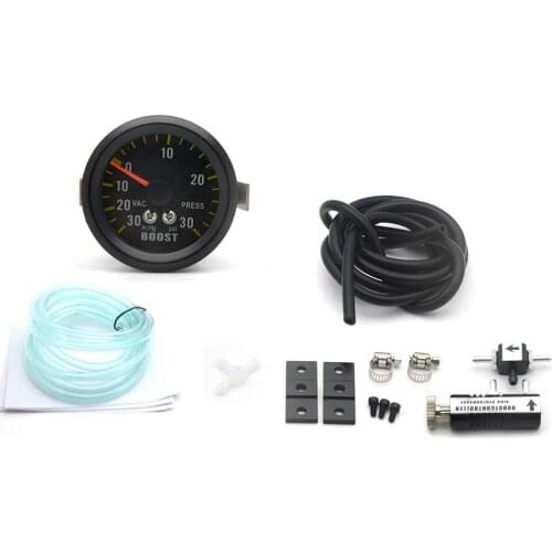 2" 52mm Auto Car Turbo Boost Gauge Analog Carbon Fibre Face -30~30 PSI Meter White Background Light With Adjustable Auto Turbo B