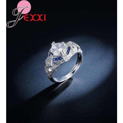 Exquisite Brand 925 Sterling Silver Wedding Rings Jewelry Fashoin White Cubic Zircon Ring Women Engagement Party Accessory