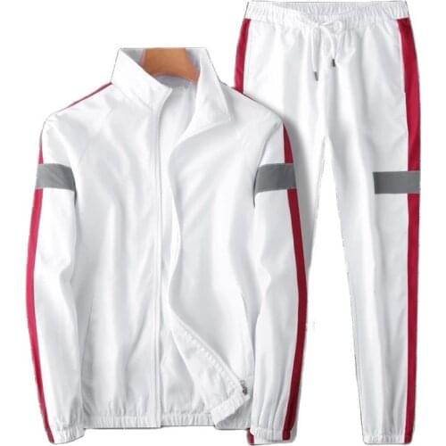 Autumn Men Casual Sets Zipper 2021 Mens Solid Splice Harajuku Tracksuit Jacket+Pants 2 Piece Set Hip Hop Streetwear Sports Suit