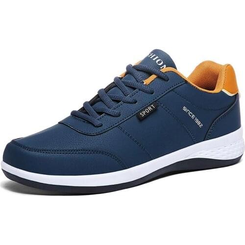 Big Size Autumn PU Leather Mens Sports Shoes Mens Leather Sneakers Children Sports Shoes Blue Boy Sport Sneakers Temis GME-1507
