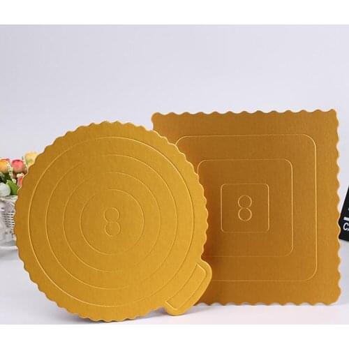 20PCS Round/Square Mousse Cake Boards Gold Paper Cupcake Dessert Displays Tray Wedding Birthday Cake Pastry Decorative Tool