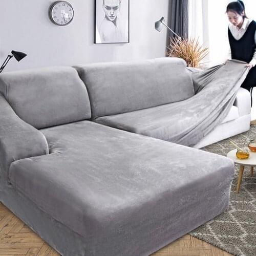 3 Types Plush L Shaped Sofa Cover for Living Room Elastic Furniture Couch Slipcover Chaise Longue Corner Sofa Cover Stretch