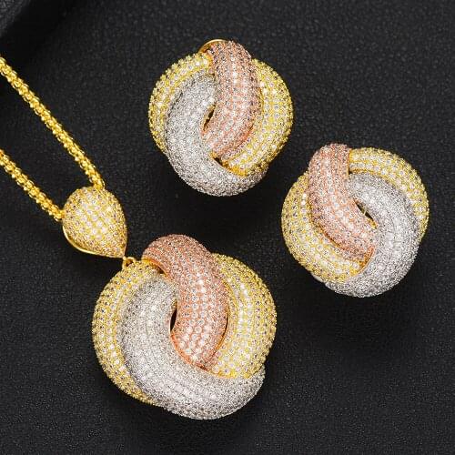 Missvikki Noble Luxury Women Wedding Fine Super CZ Drop Pendant Earrings Necklace Jewelry Set New Design Fashion Handmade Gift