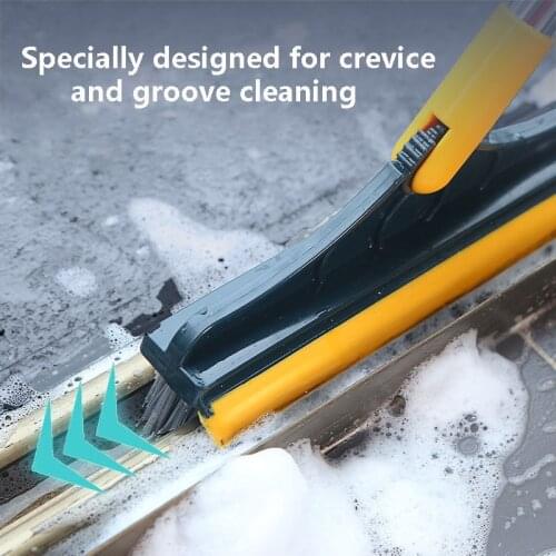 V Head Multi-function Floor Decontamination&Scraping Dual-Purpose Long-Handle Floor Cleaning Brush Bathroom Wall Cleaning Tools