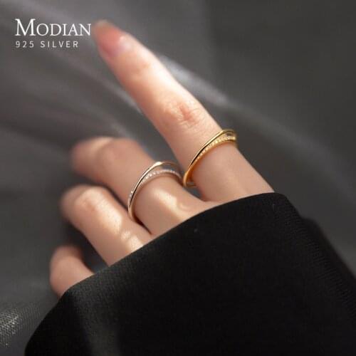 Modian Fashion Irregular Design Adjustable Ring 100% 925 Sterling Silver Clear CZ Charm Finger Rings For Women Party Jewelry