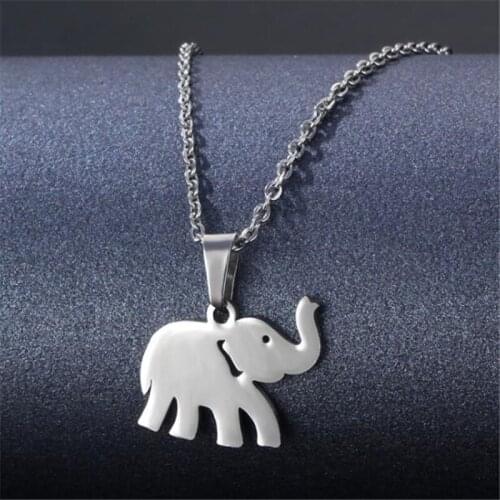 Fashion Stainless Steel Animal Little Elephant Necklace Silver Color Clavicle Pendant Necklace Jewelry Gifts for Friends