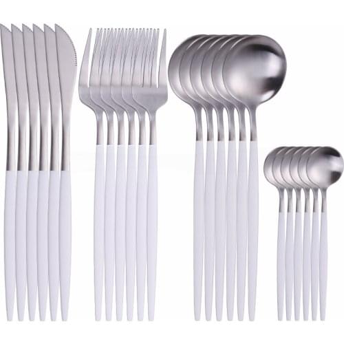 Matte Cutlery Set Stainless Steel Dinnerware Set Knife Spoon Fork Tableware 24 Piece Silverware Steel Cutlery Kitchen Dinner Set
