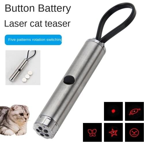 New Mini-Portable Laser Funny Cat Flashlight Laser Multi-Pattern Pet Toys Stainless Steel Small Flashlight Cat Toys Interactive